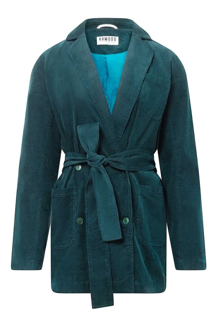 Rib blazer donkerblauwgroen