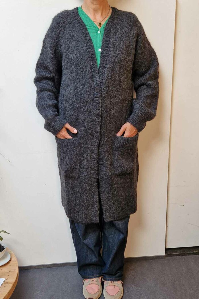 Baby alpaca lang vest antraciet - Afbeelding 2