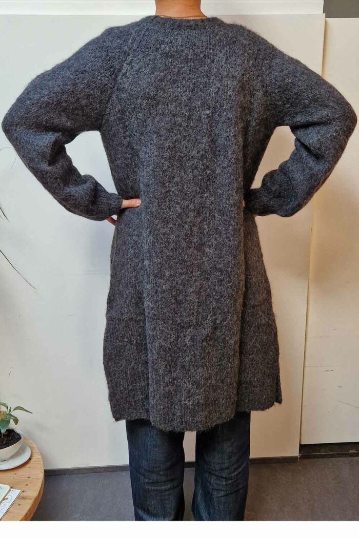 Baby alpaca lang vest antraciet - Afbeelding 3