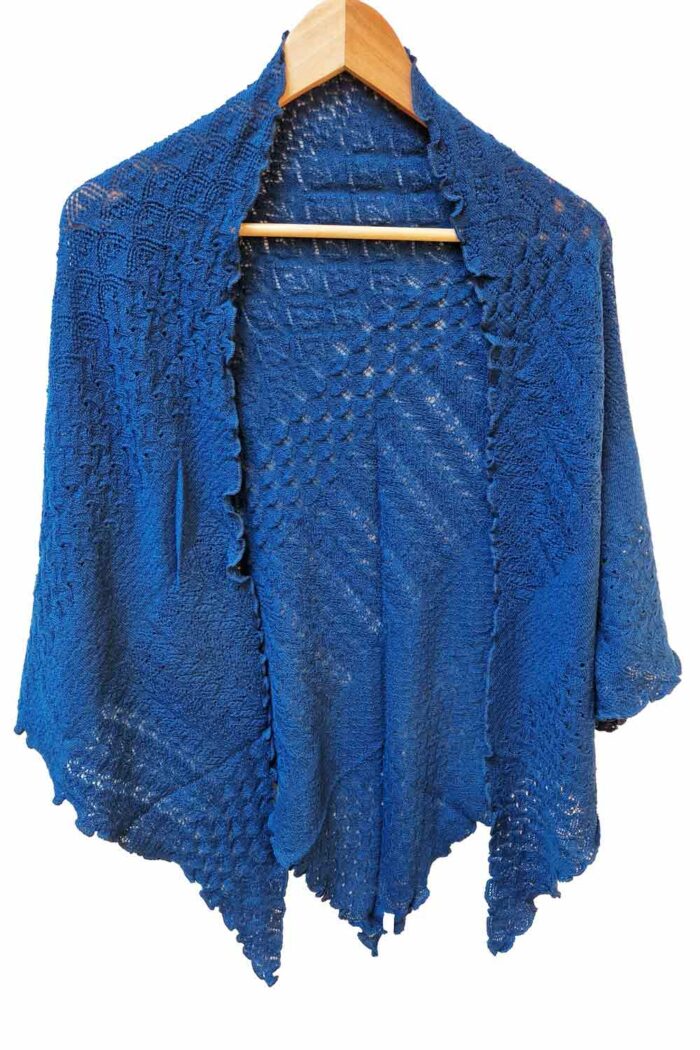 Wollen sjaal ajour royal blue