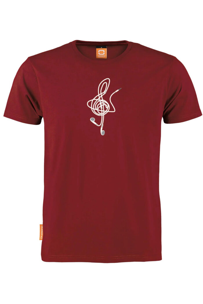 T-shirt ronde hals Lost in music steenrood