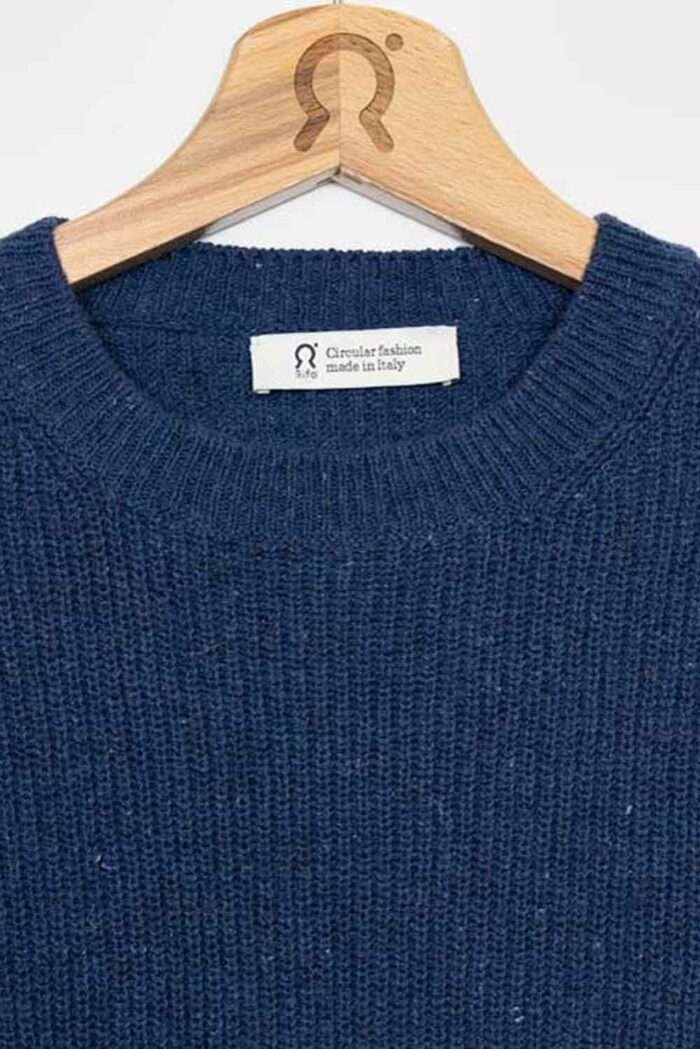 Herentrui ronde hals jeansblauw van recyclede jeans - Afbeelding 2