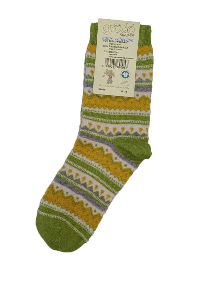 Wollen jacquard sokken groen