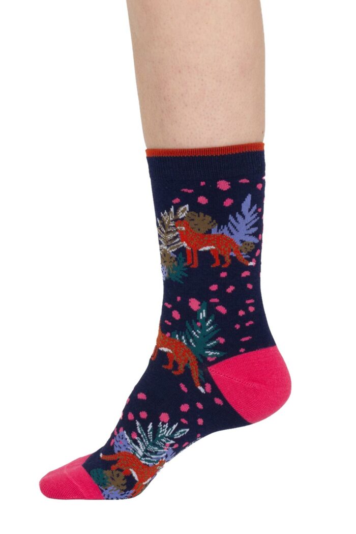 Sokken biokatoen luipaard donkerblauw