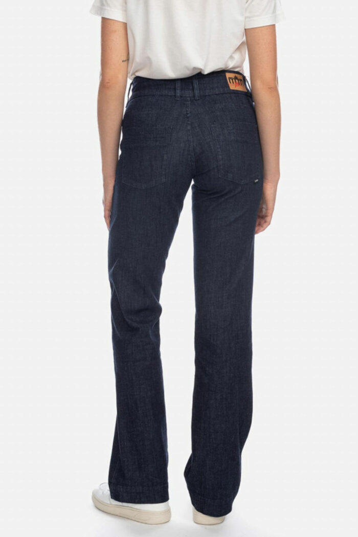 Damesjeans donkerblauw wijdere pijp - Afbeelding 2