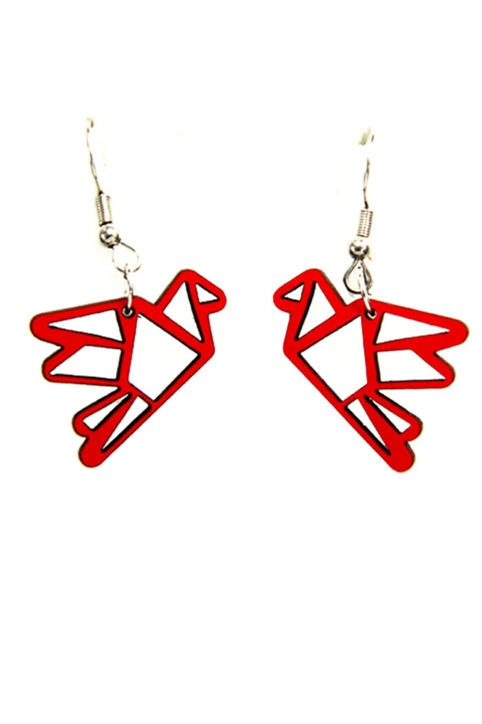 Oorbel hang vredesduif rood