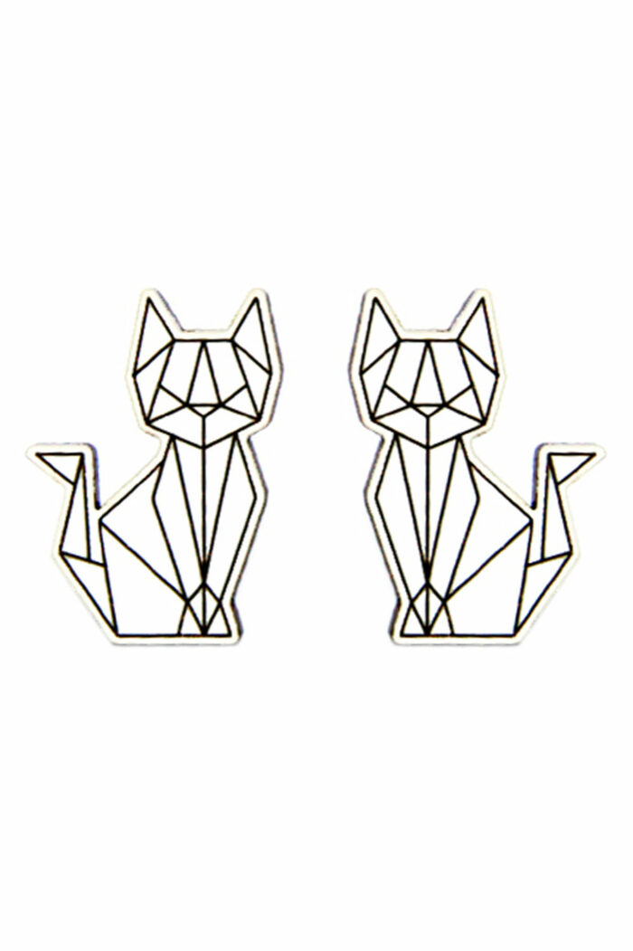 Oorbelsteker origami kat wit