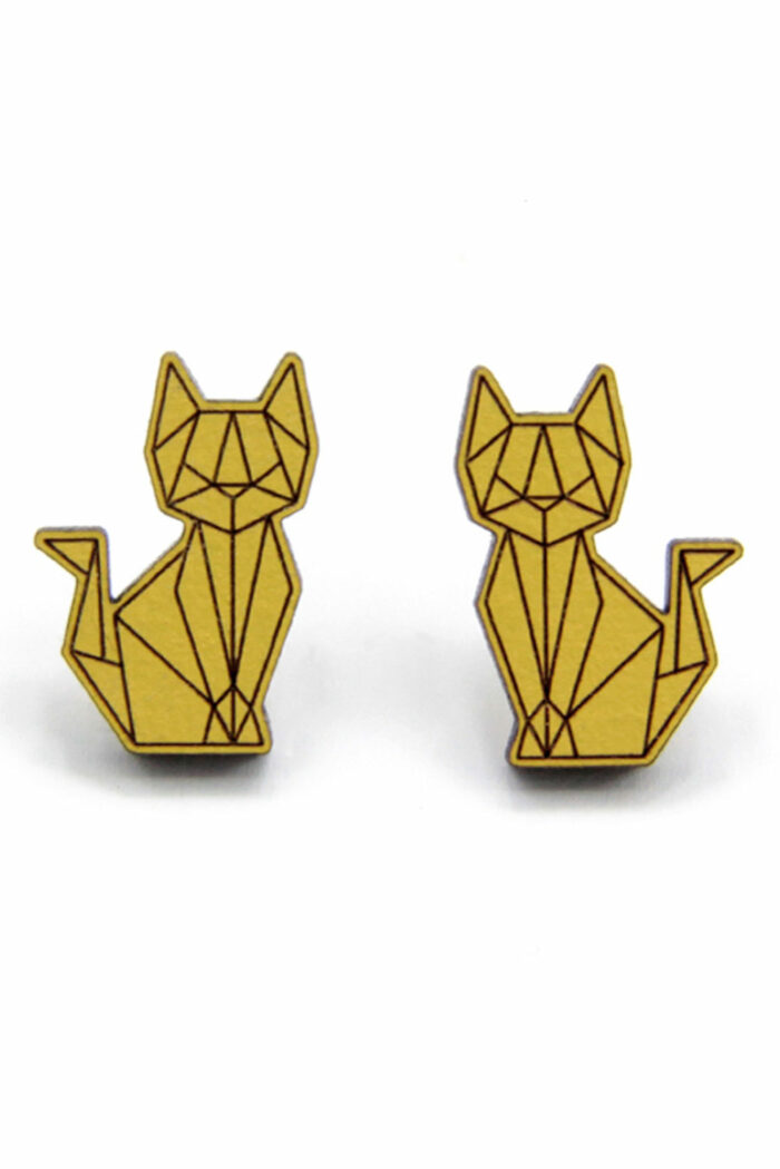 Oorbelsteker origami kat geel