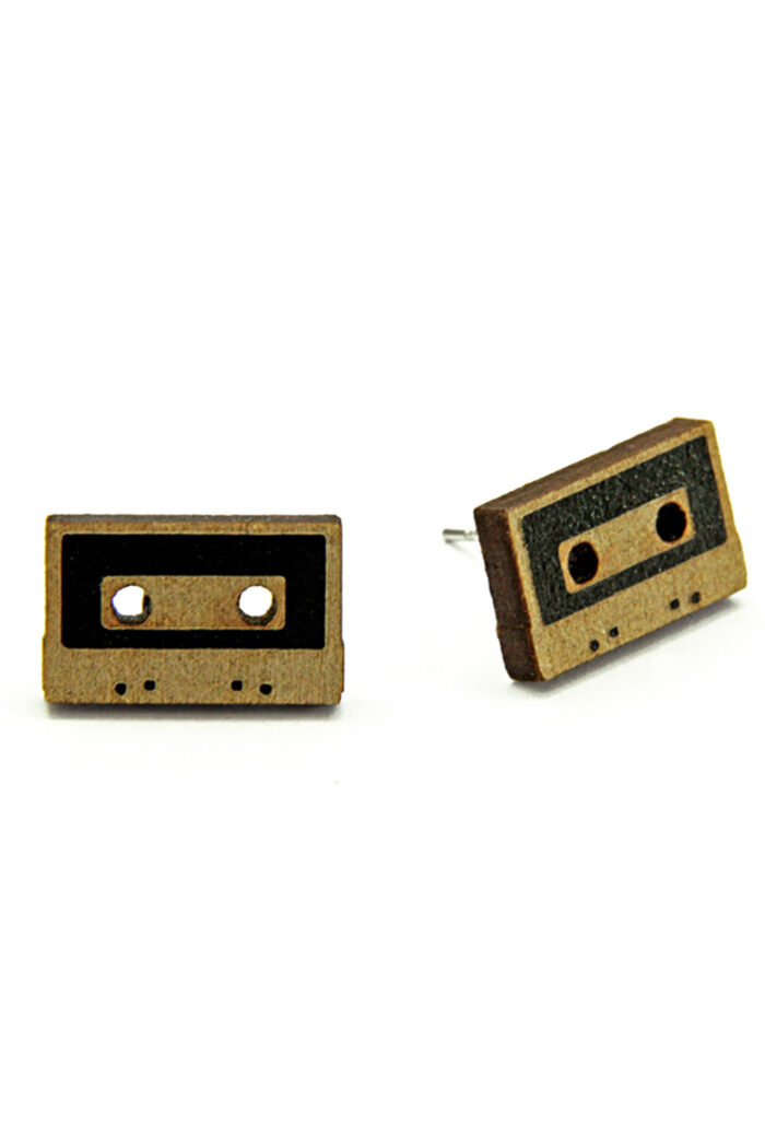 Oorbelsteker cassettebandje zwart