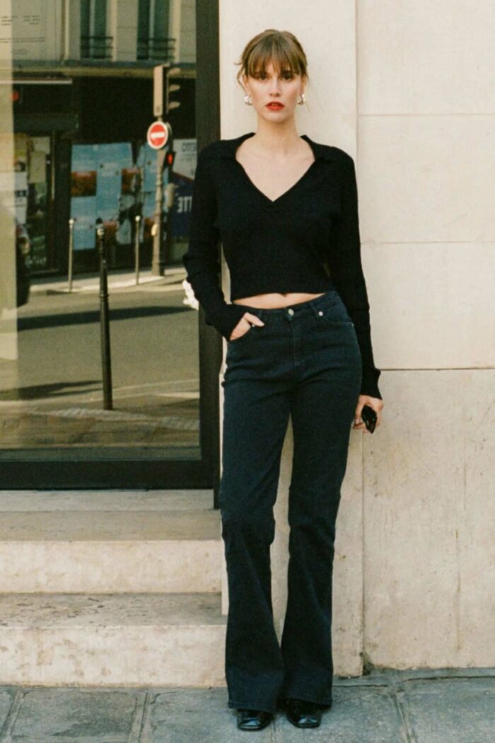 High flared jeans antraciet Stone Black - Afbeelding 2
