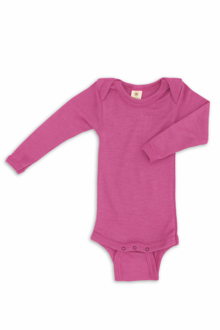 Romper wol-zijde lange mouw roze