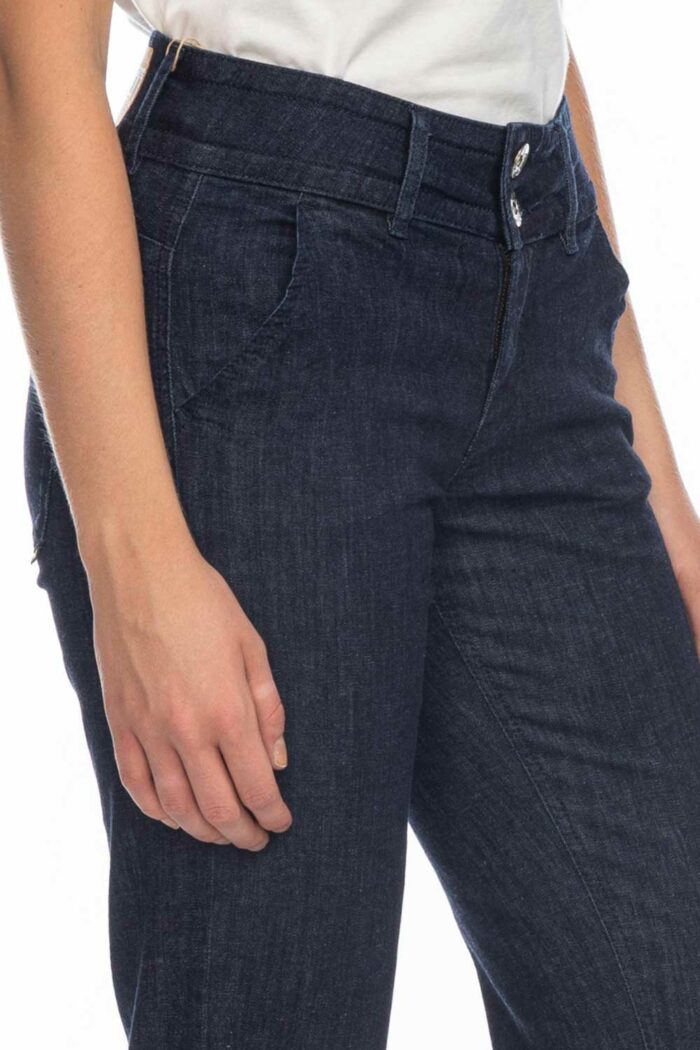 Damesjeans donkerblauw wijdere pijp - Afbeelding 3