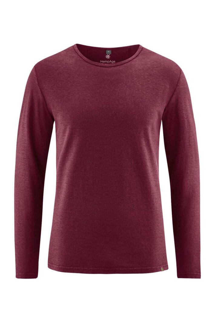 Basic shirt ronde hals hennep bordeaux