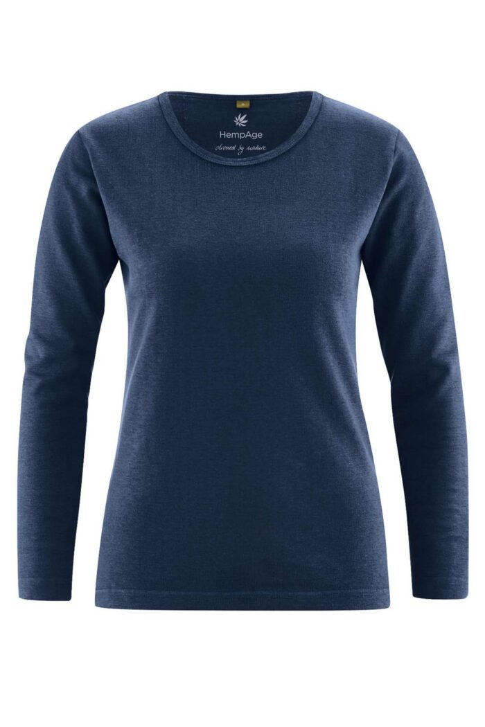 Basic shirt ronde hals hennep navy