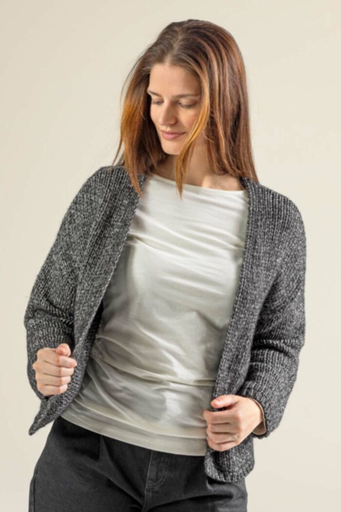 Zwart-wit openvallend vest - Afbeelding 2