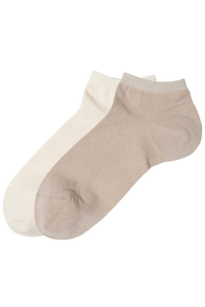 Sneakersok katoen 2-pack natural/taupe