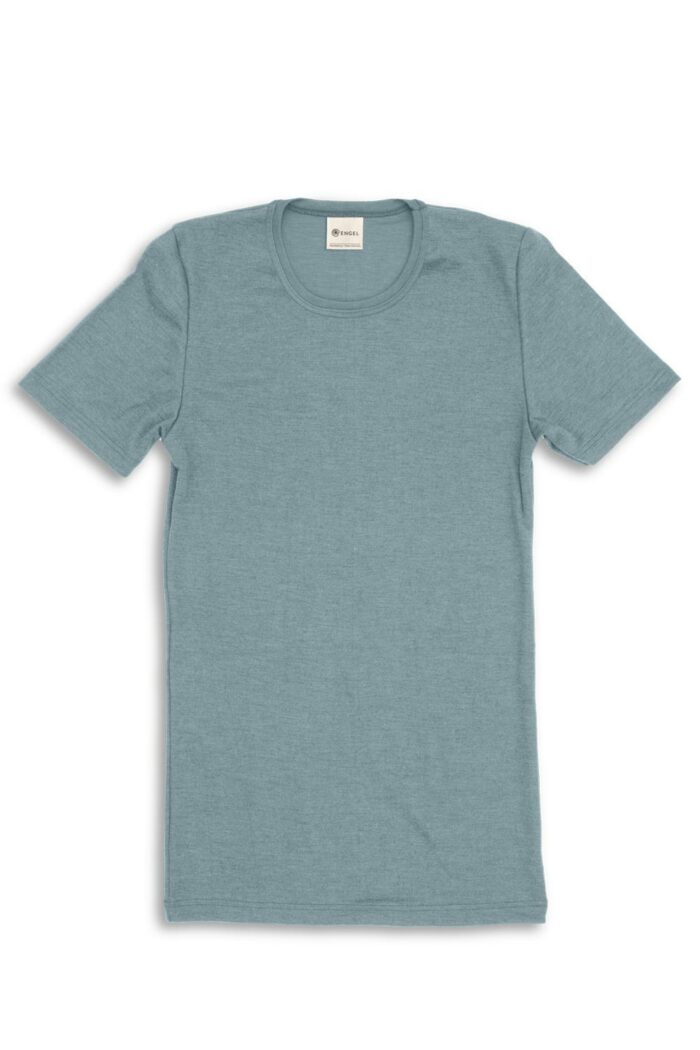Heren t-shirt wol-zijde lichtblauw
