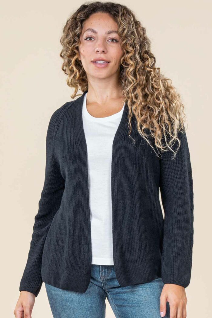 Kort openvallend biokatoenen vest donkerblauw