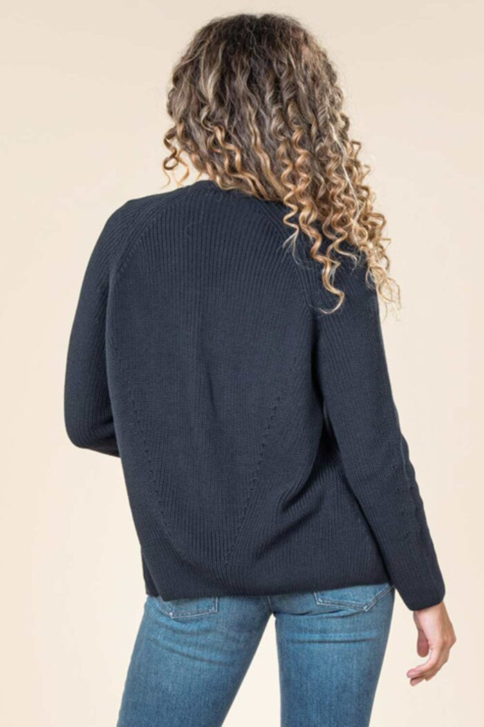 Kort openvallend biokatoenen vest donkerblauw - Afbeelding 2