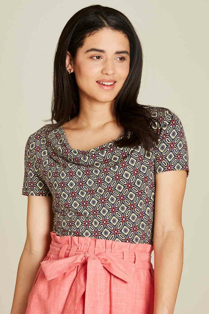 T-shirt watervalhals kaleidoscoop - Afbeelding 2