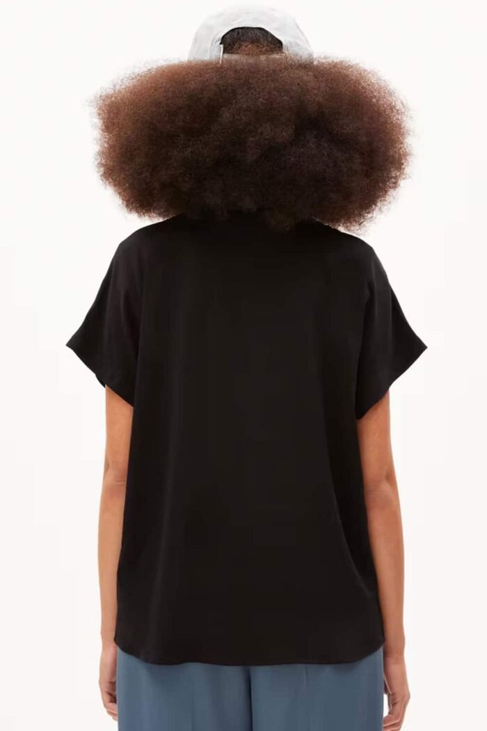 Effen zwarte blouse korte mouw - Afbeelding 3