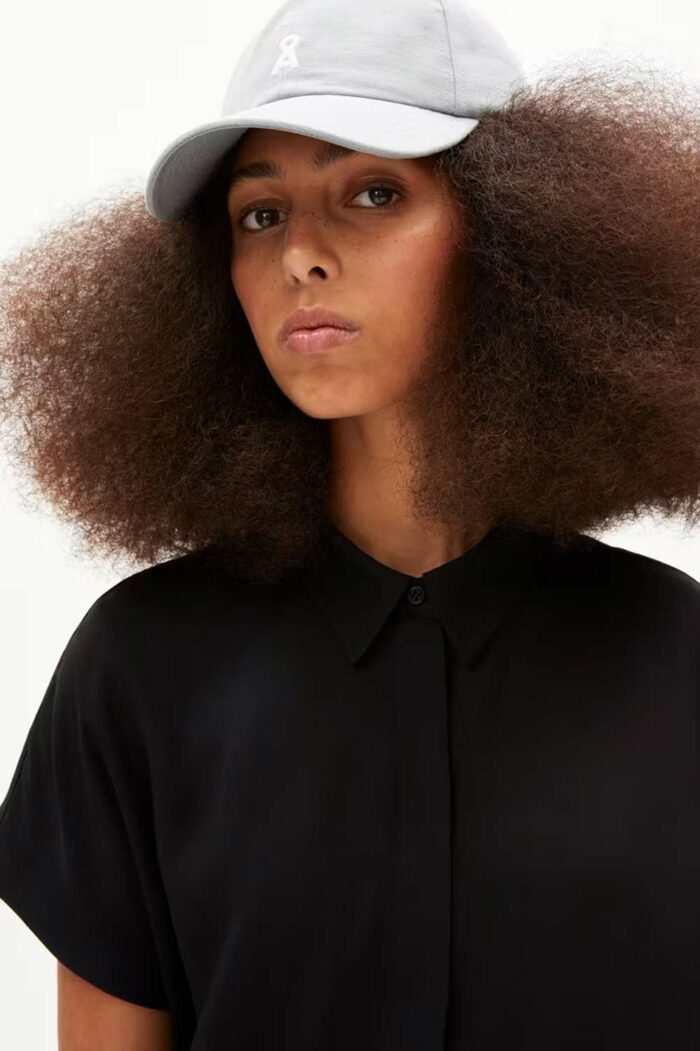 Effen zwarte blouse korte mouw - Afbeelding 4
