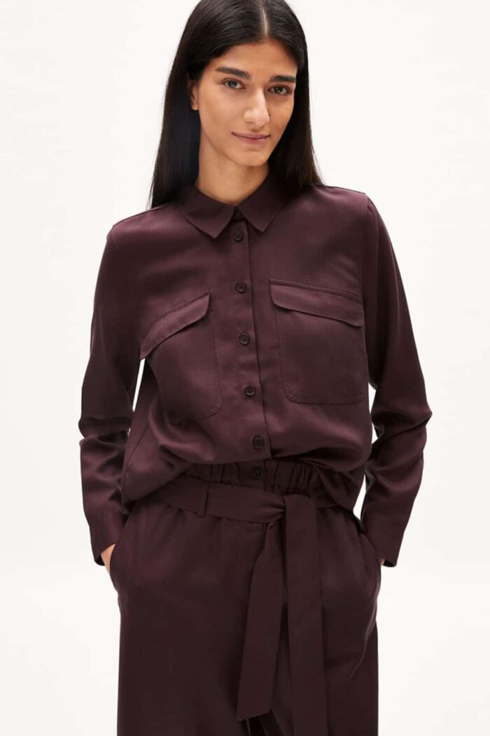 Wijde blouse van tencel - Afbeelding 2