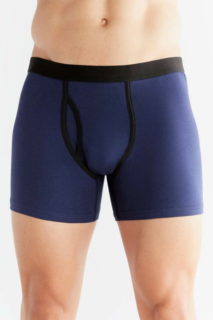 Boxershort lange pijp met gulp - donkerblauw