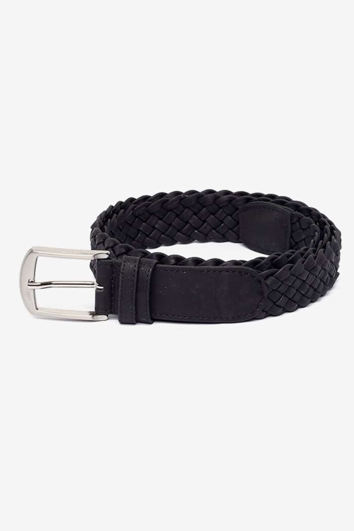 Gevlochten riem zwart kurk 4 cm