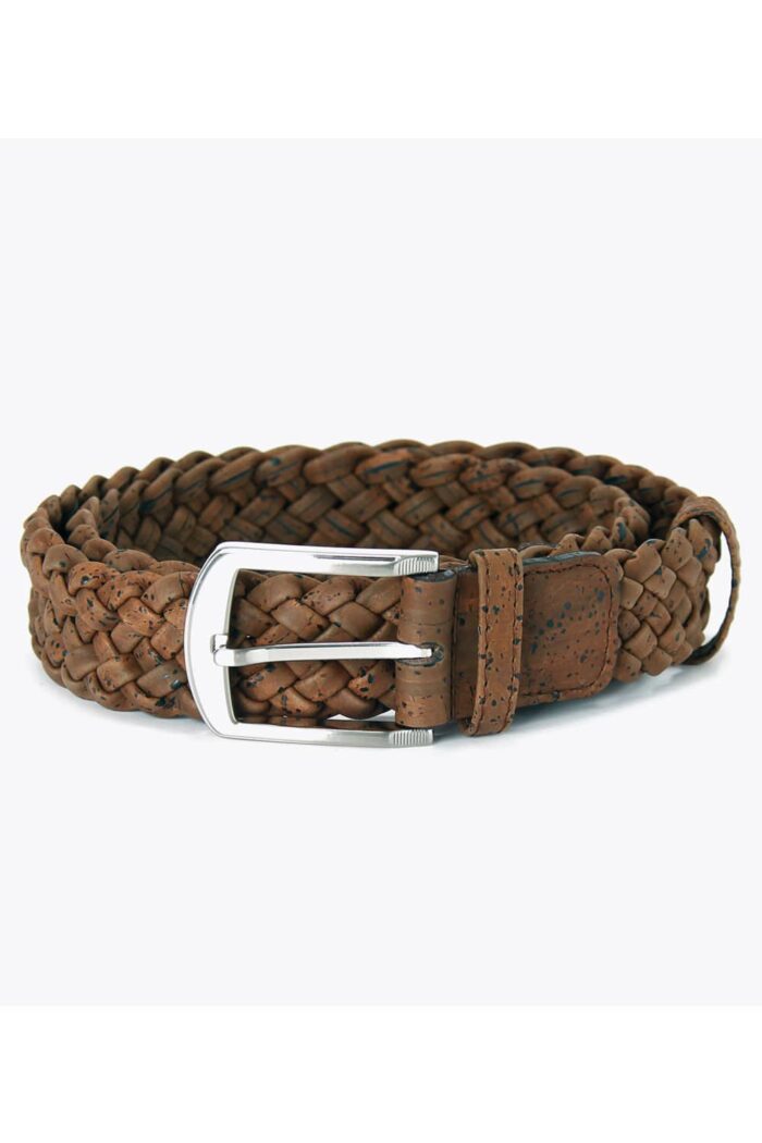 Gevlochten riem bruin kurk 4 cm