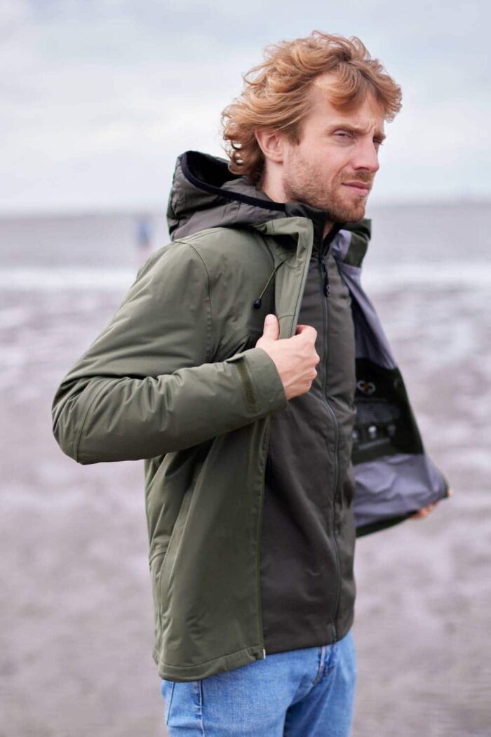 Wind- en waterdichte heren regenjas van gerecycled polyester groen - Afbeelding 3