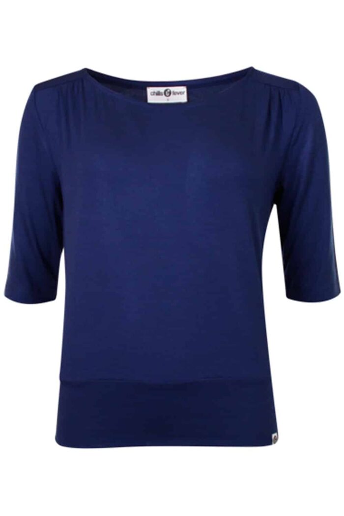 Top effen driekwart mouw donkerblauw