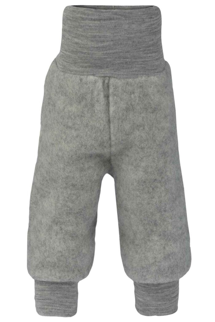 Wollen babybroekje fleece grijs