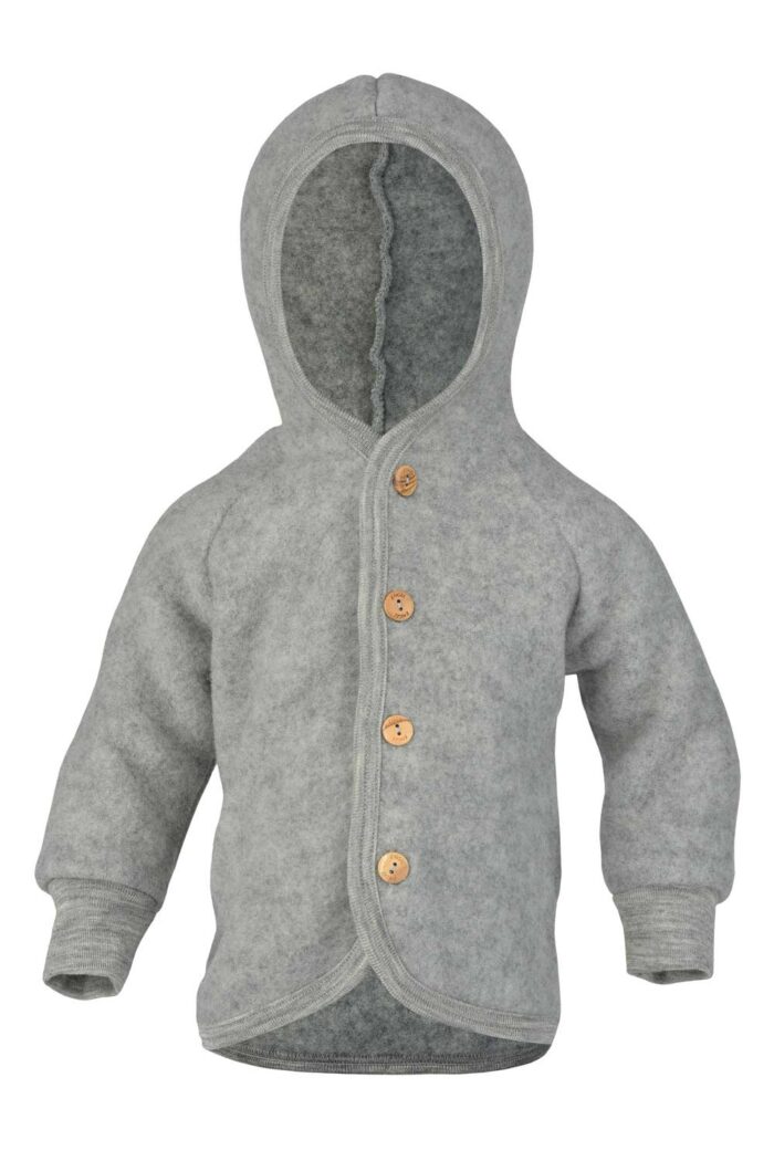 Wollen fleecejasje 100% merino wol grijs