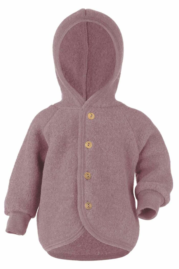 Wollen fleecejasje 100% merino wol roze