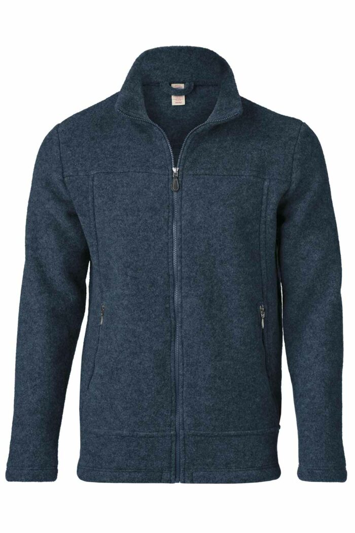 Wollen herenfleecevest 100% bio merino wol blauw