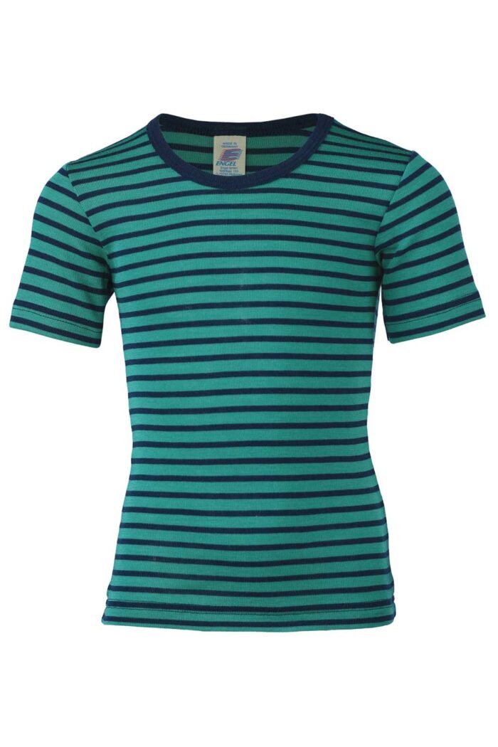 T-shirt wol zijde blauw streep