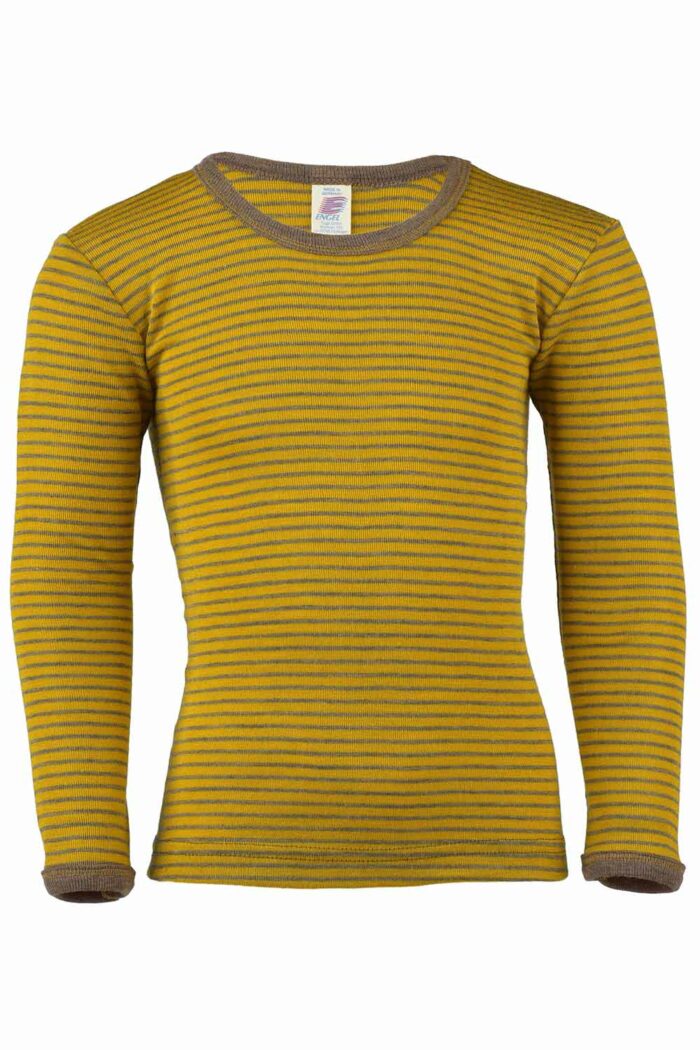 Geel gestreept shirt lange mouw wol zijde