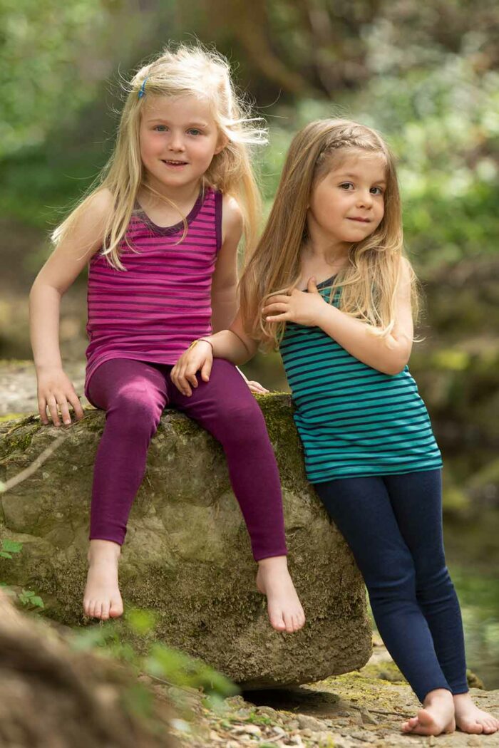 Wolzijden kinderhemd blauwgestreept - Afbeelding 2