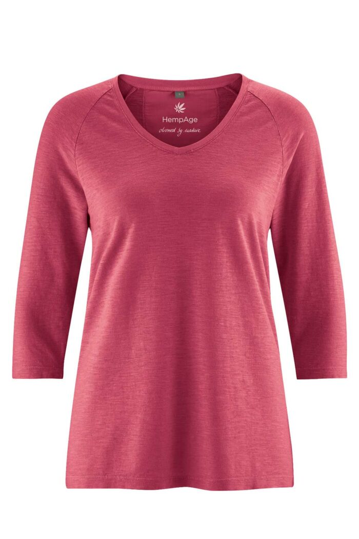 Rood shirt met 3/4 raglanmouw