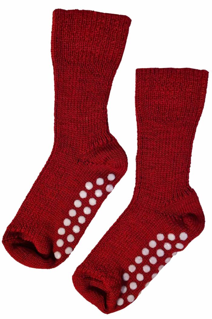 Anti-slip kindersokken wol rood