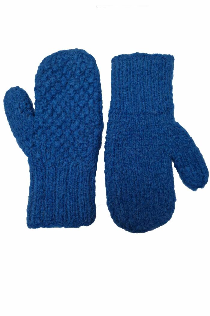 Gebreide wollen wanten alpacawol blauw