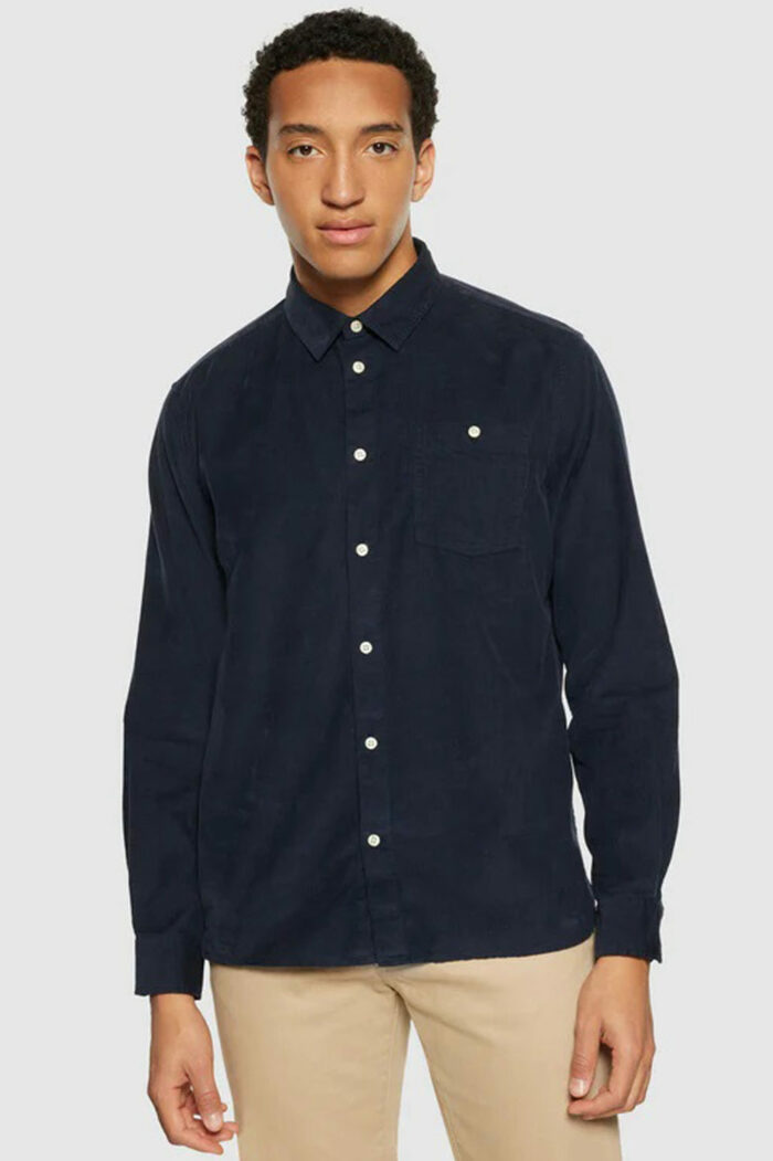 Donkerblauw corduroy overhemd - Afbeelding 2