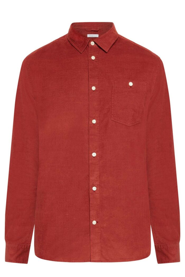 Oranjebruin corduroy overhemd