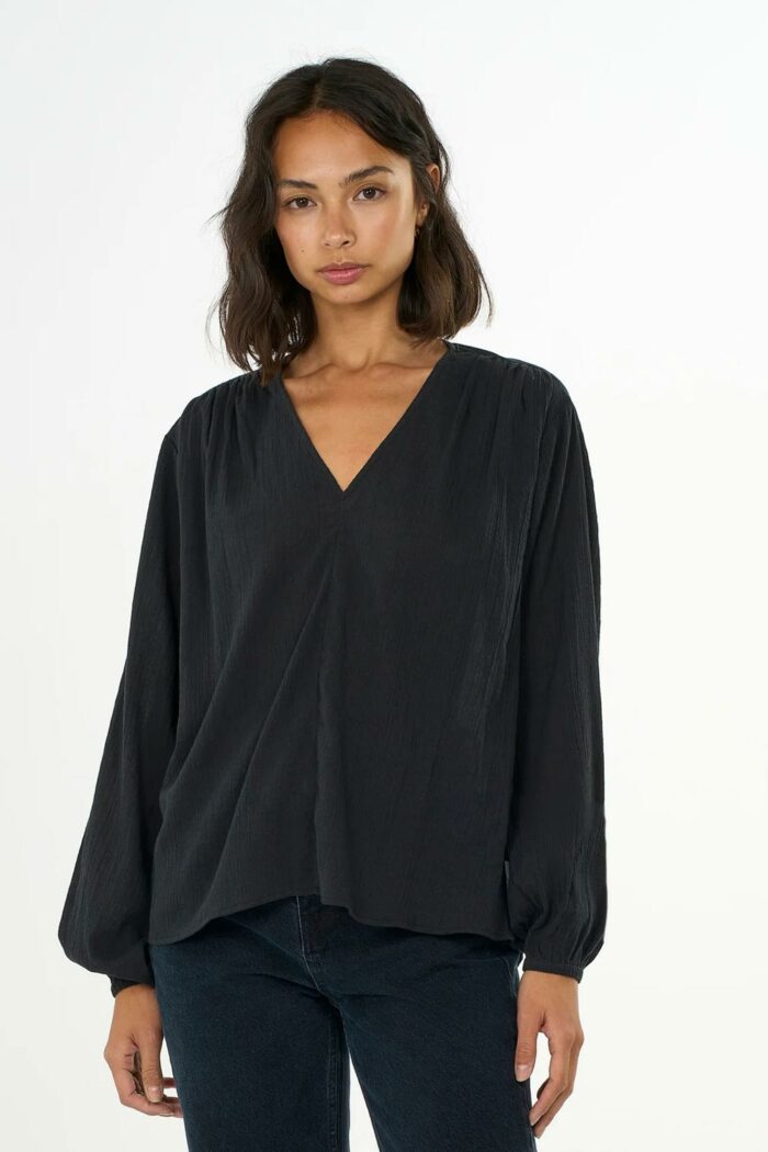 Dunne crepe blouse zwart
