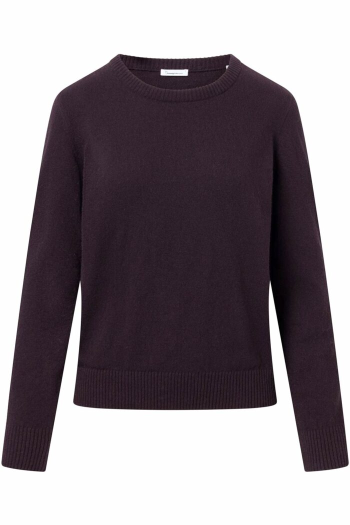 Trui bio merinowol aubergine