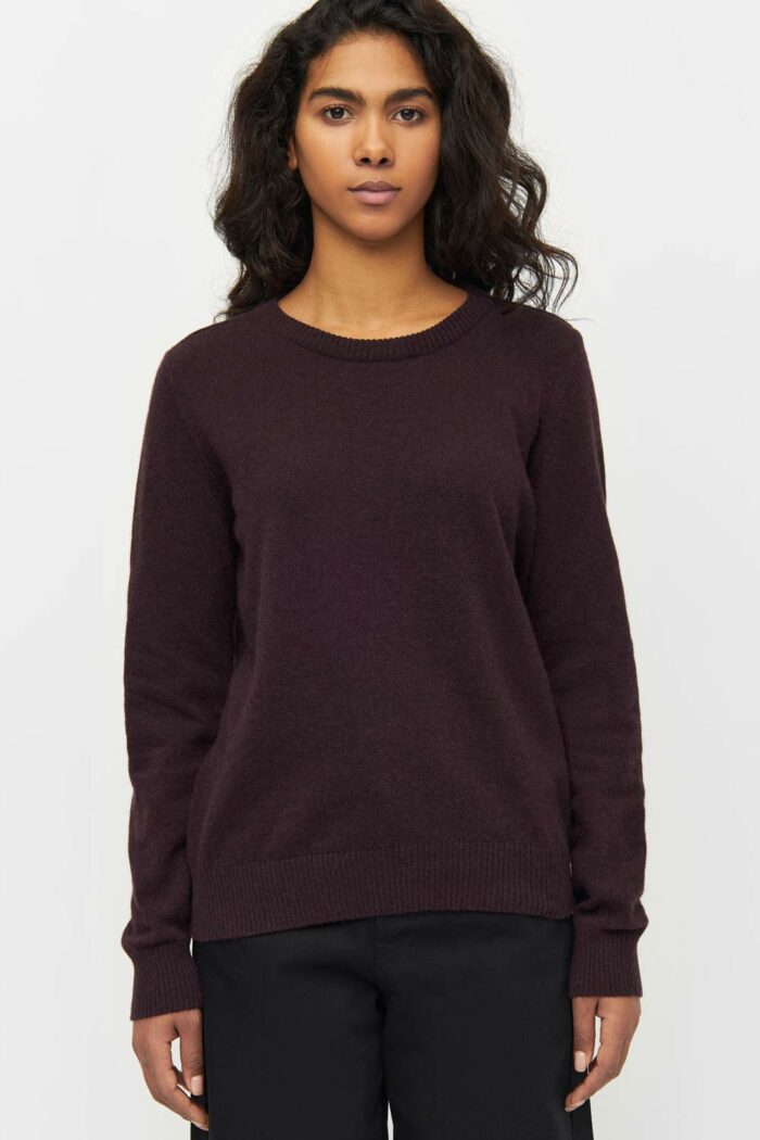 Trui bio merinowol aubergine - Afbeelding 3