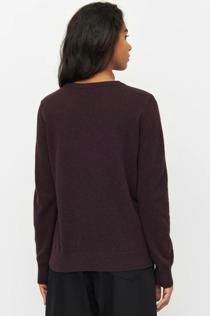 Trui bio merinowol aubergine - Afbeelding 4