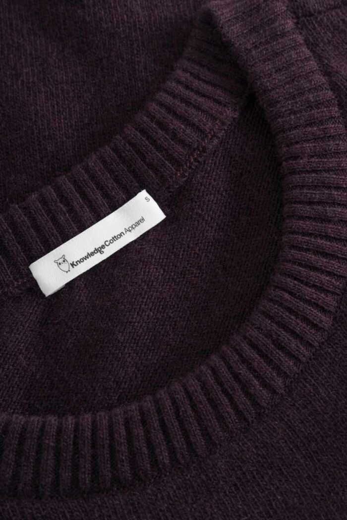 Trui bio merinowol aubergine - Afbeelding 5