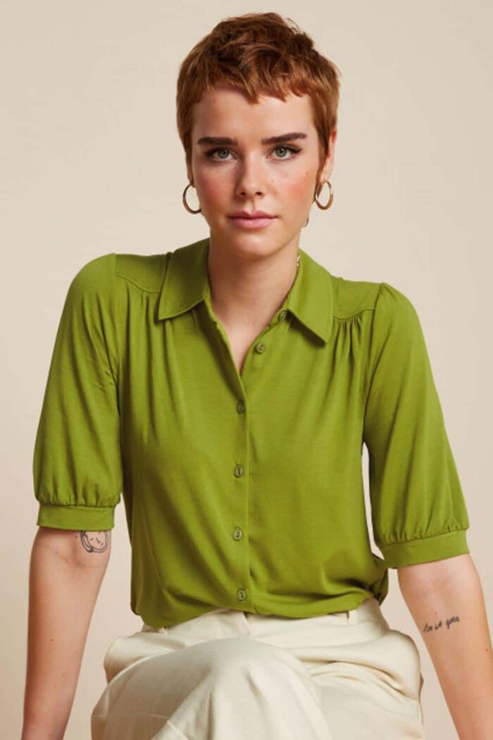 Carina blouse korte mouw ecovero light groen - Afbeelding 2